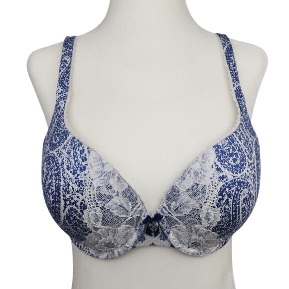 Victoria's Secret Body by Victoria Perfect Shape Blue Paisley 34D - Picture 1 of 6
